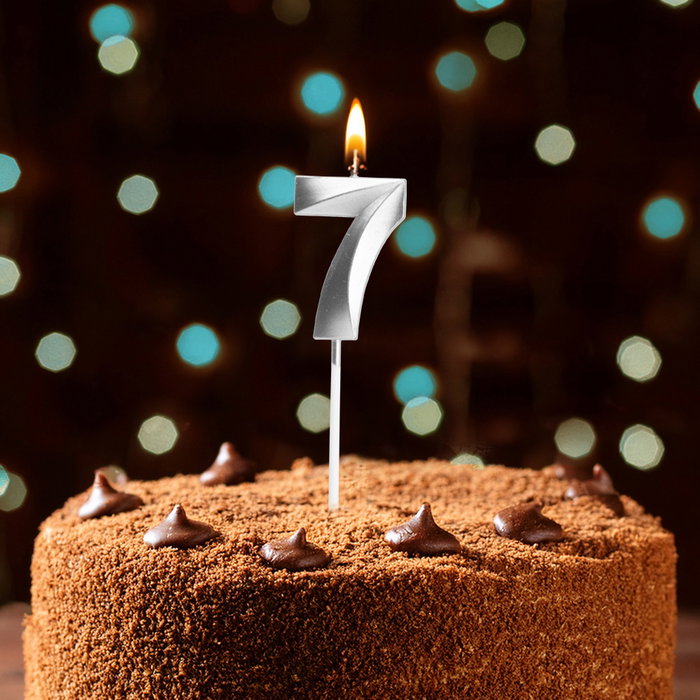 Party Time Vela Aniversario Cifra 7 Plata