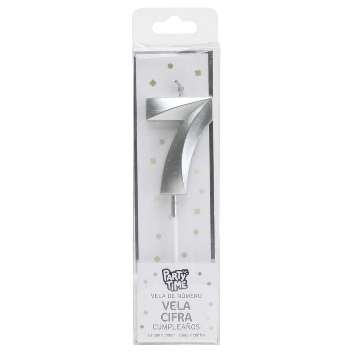 Party Time Vela Aniversario Cifra 7 Plata