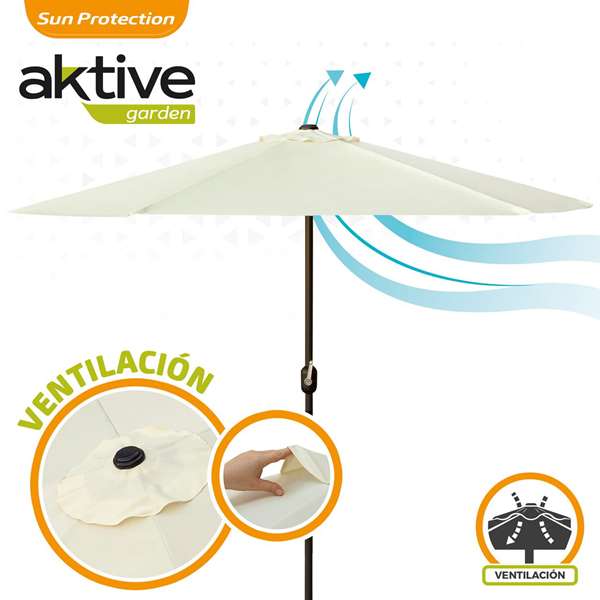 Aktive Parasol de Terraza 270 cm con Chimenea y Mástil de Aluminio Aktive Parasol de Terraza 270 cm con Chimenea y Mástil de Aluminio