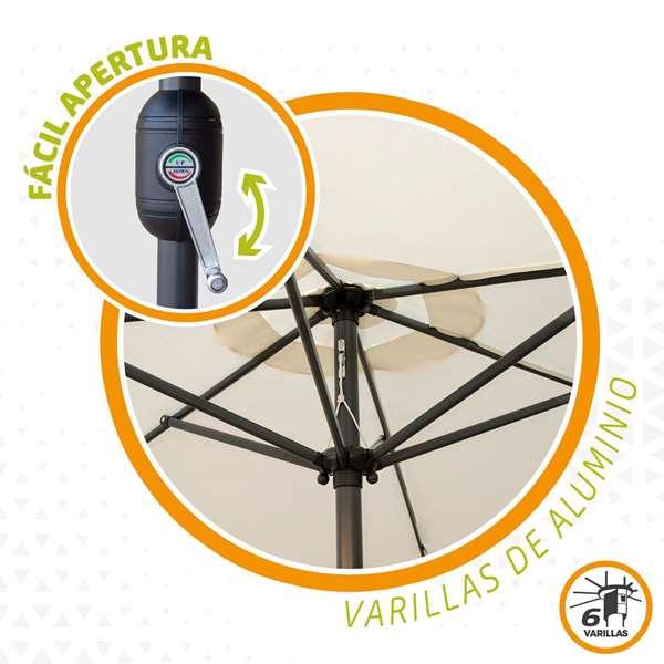 Aktive Parasol de Terraza 270 cm con Chimenea y Mástil de Aluminio Aktive Parasol de Terraza 270 cm con Chimenea y Mástil de Aluminio