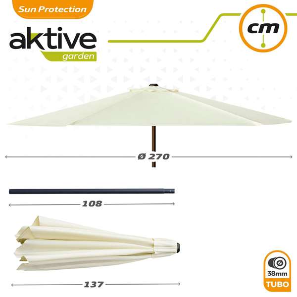 Aktive Parasol de Terraza 270 cm con Chimenea y Mástil de Aluminio Aktive Parasol de Terraza 270 cm con Chimenea y Mástil de Aluminio