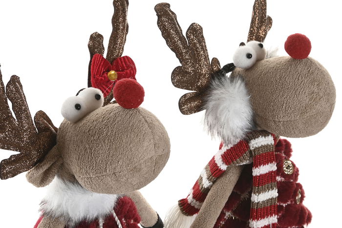 DKD Home Decor Figura Navidad Alpina Verde Rojo Poliester Reno 16 x 41 x 23 cm (2 Unidades)