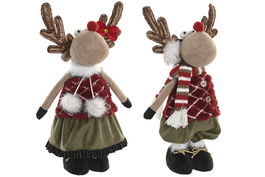 DKD Home Decor Figura Navidad Alpina Verde Rojo Poliester Reno 16 x 41 x 23 cm (2 Unidades)