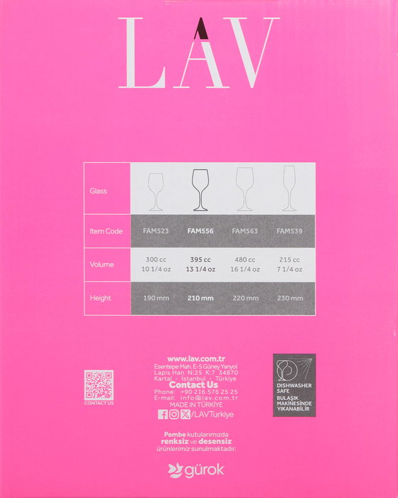 Lav Set 6 Copas Vino/Agua Fame 395 cc (4 Cajas)