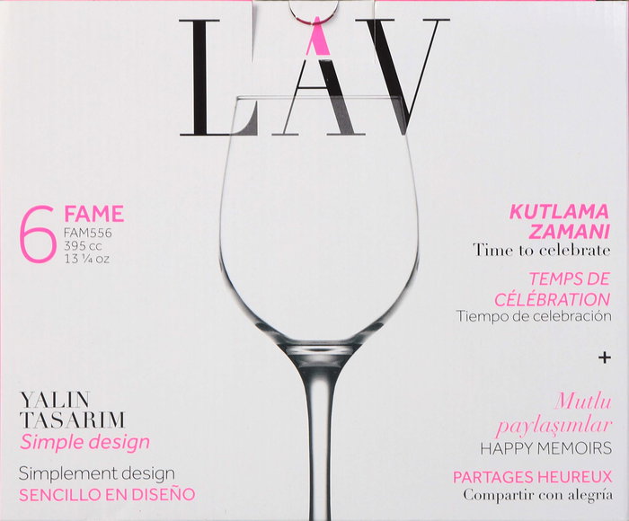 Lav Set 6 Copas Vino/Agua Fame 395 cc (4 Cajas)