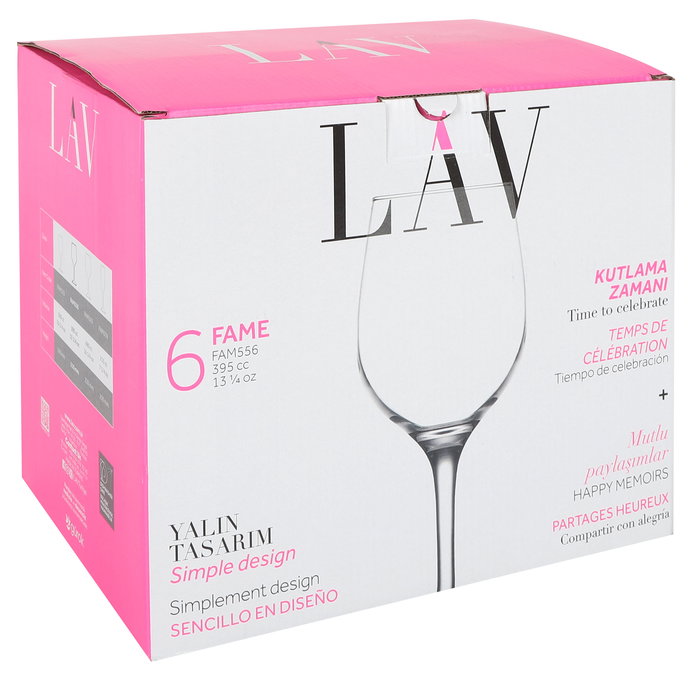 Lav Set 6 Copas Vino/Agua Fame 395 cc (4 Cajas)