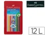 Faber Castell Lápices de Colores Acuarelables Colour Grip Triangular Caja Metálica de 12 Colores Surtidos