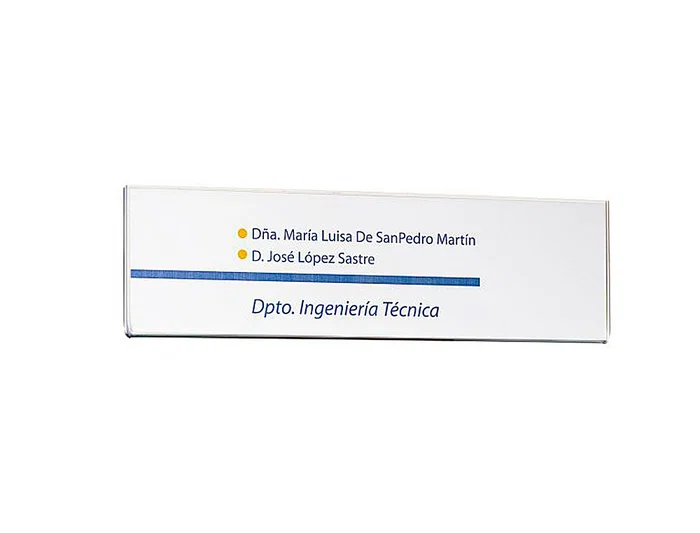 Archivo 2000 Identificador Mural Portanombre con Adhesivo Trasero Poliestireno Transparente 210x60 mm
