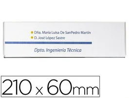 Archivo 2000 Identificador Mural Portanombre con Adhesivo Trasero Poliestireno Transparente 210x60 mm