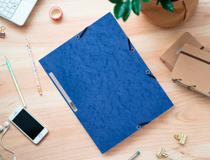 Q-connect Carpeta kf02167 Gomas Cartón Símil Prespán Solapas 320x243 mm Azul