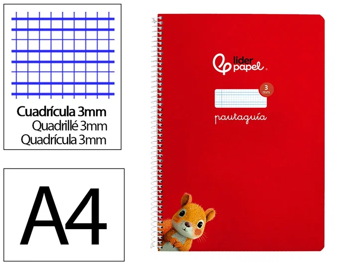 Liderpapel Cuaderno Espiral Pautaguía A4 Tapa Dura Rojo Liderpapel Cuaderno Espiral Pautaguía A4 Tapa Dura Rojo