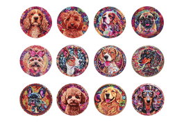 DKD Home Decor Posavasos de Perro, Surtido de 12 Piezas, Multicolor