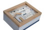 DKD Home Decor Set de 2 Cajas de Almacenaje MDF Blanco y Azul