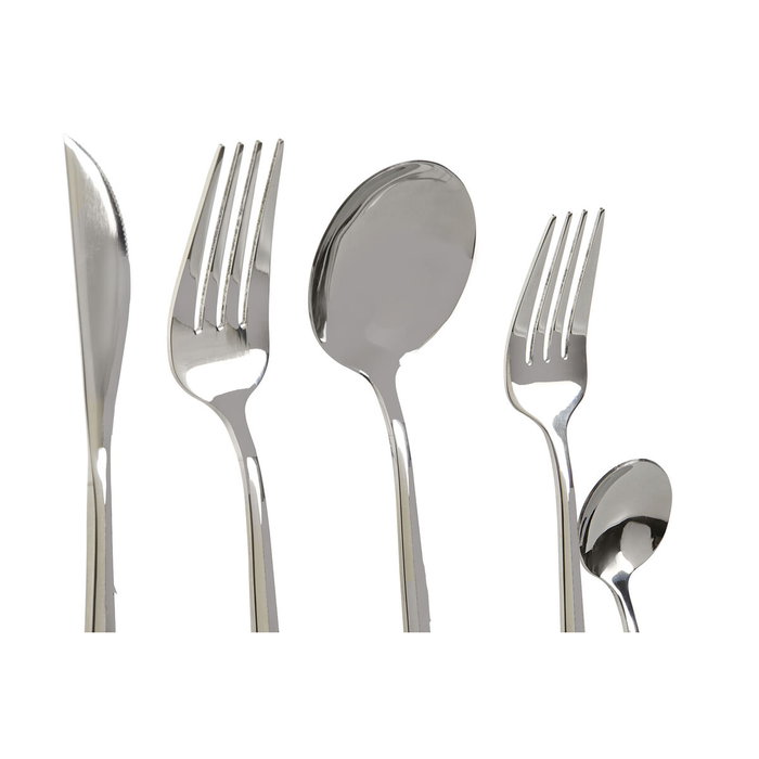 DKD Home Decor Cubertería Basicos Plateado Set de 20 piezas 0.5 x 22 x 2 cm Acero Inoxidable