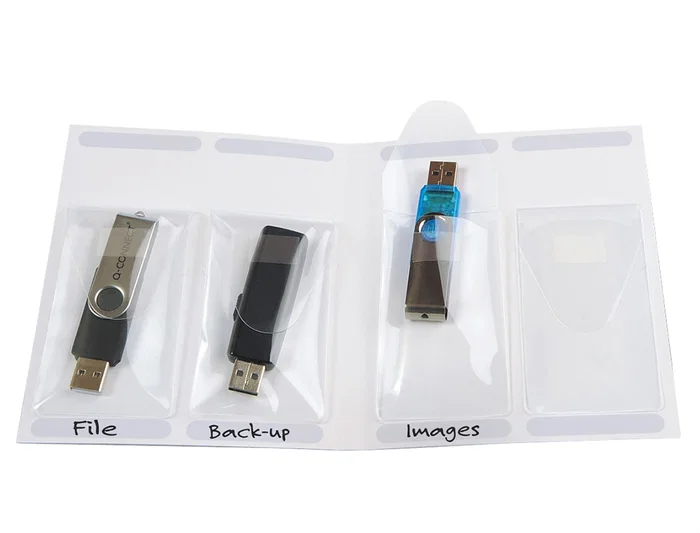 Q-connect Funda Autoadhesiva para Memorias USB 52,5x90mm Capacidad 10 Unidades