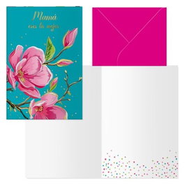 DOHE AGENDAS Pack de 6 tarjetas de felicitación modelo Día de la Madre Camelia 11,5x17cm