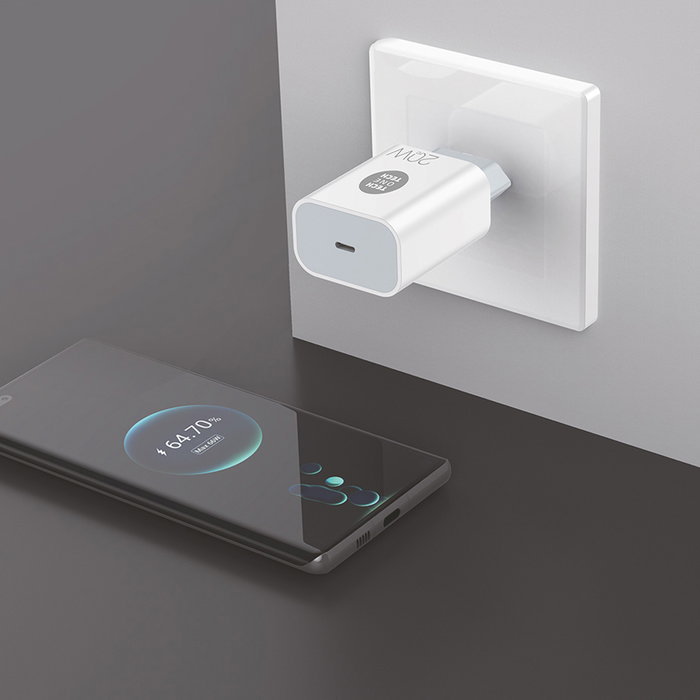 TECH-ONE-TECH Cargador 20W Power Delivery con Cable USB-C Blanco