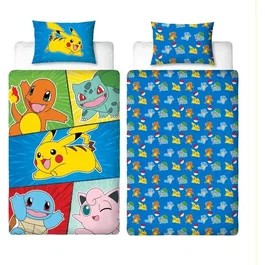 Pokemon AAART15020 Juego de Cama Pikachu y Starter 1G V Microfibra 140x200cm + Funda Almohada 63x63cm