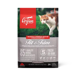 Orijen Alimento para Gatos Adultos Fit & Trim - Control de Peso, Alta Proteína 42%, 5.4 kg