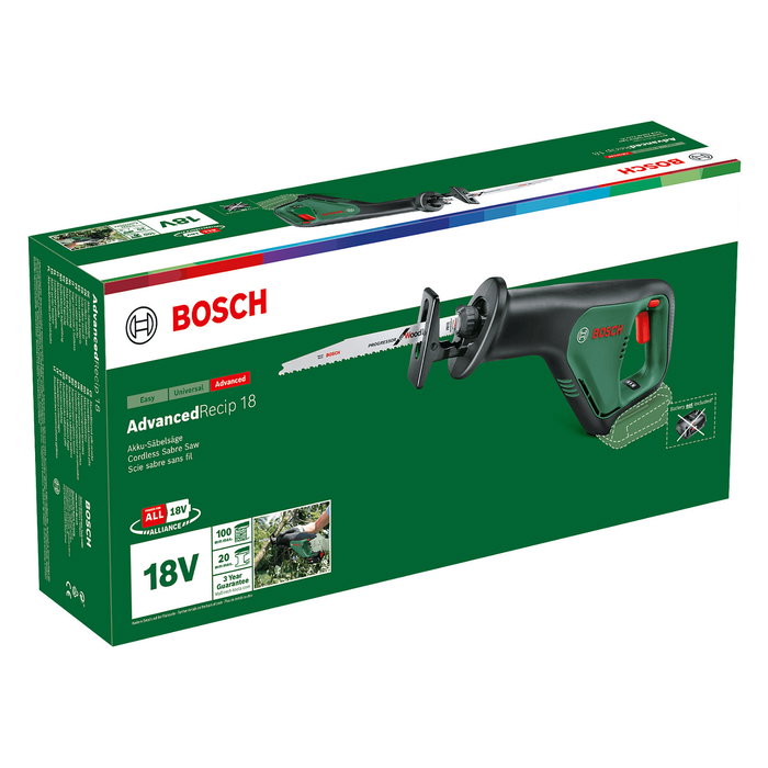 Bosch Sierra Recíproca Inalámbrica AdvancedRecip 18: Cortes Gruesos Rápidos, Mínima Vibración y Control Ideal