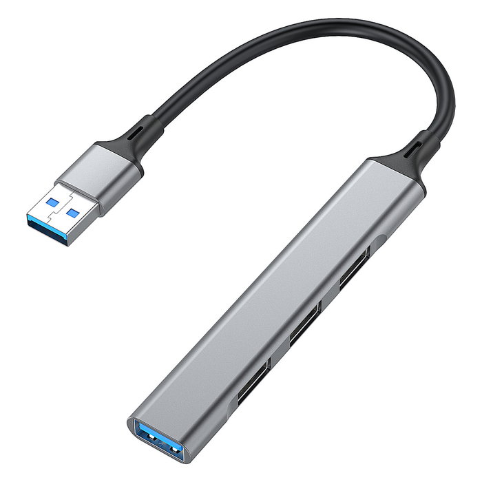 Equip Hub USB 4 Puertos 1xUSB 3.0 y 3xUSB 2.0 Aluminio Gris/Negro