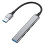 Equip Hub USB 4 Puertos 1xUSB 3.0 y 3xUSB 2.0 Aluminio Gris/Negro