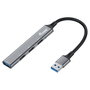 Equip Hub USB 4 Puertos 1xUSB 3.0 y 3xUSB 2.0 Aluminio Gris/Negro