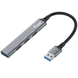 Equip Hub USB 3.0 4 Puertos, 1x USB 3.0 Supervelocidad 5 Gb/s y 3x USB 2.0, Concentrador Expansión para PC/Portátil, Carcasa Aluminio Ultradelgado