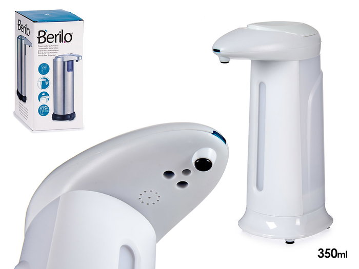 Berilo Dispensador Jabón Automático con Sensor ABS Blanco 350 ml 8 x 18.5 x 12.5 cm (Set de 12) Berilo Dispensador Jabón Automático con Sensor ABS Blanco 350 ml 8 x 18.5 x 12.5 cm (Set de 12)
