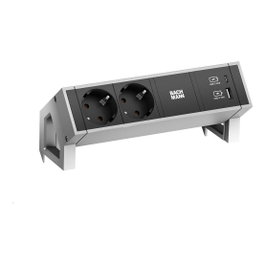 Bachmann Desk 2 Regleta de escritorio con 2 salidas AC y USB A/C 22W - Negro, Plata