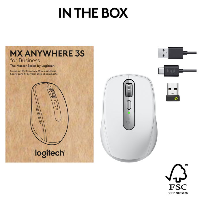 Logitech MX Anywhere 3S for Business Ratón Inalámbrico Compacto PALE GREY EMEA28-935