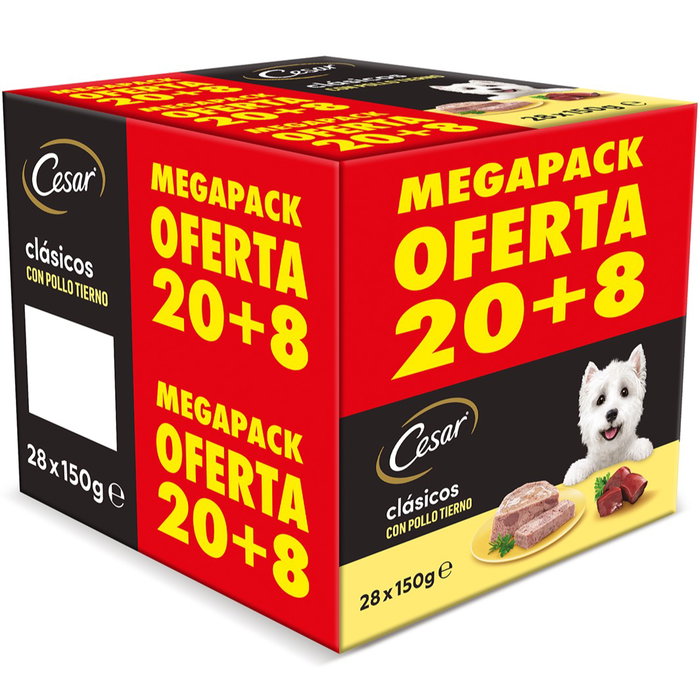 Cesar Megapack Clásico Paté con Pollo 28 Tarrinas de 150g