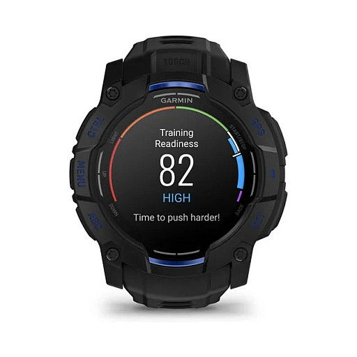 Garmin Instinct 3 Reloj Inteligente con Pantalla AMOLED de 45 mm, GPS, Caja de Aluminio y GFRP, Correa de Silicona Intercambiable Negro/Azul Bolt, Resistencia al Agua 10 ATM