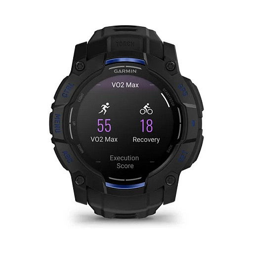 Garmin Instinct 3 Reloj Inteligente con Pantalla AMOLED de 45 mm, GPS, Caja de Aluminio y GFRP, Correa de Silicona Intercambiable Negro/Azul Bolt, Resistencia al Agua 10 ATM
