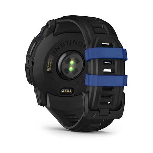 Garmin Instinct 3 Reloj Inteligente con Pantalla AMOLED de 45 mm, GPS, Caja de Aluminio y GFRP, Correa de Silicona Intercambiable Negro/Azul Bolt, Resistencia al Agua 10 ATM