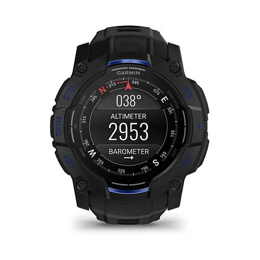 Garmin Instinct 3 Reloj Inteligente con Pantalla AMOLED de 45 mm, GPS, Caja de Aluminio y GFRP, Correa de Silicona Intercambiable Negro/Azul Bolt, Resistencia al Agua 10 ATM