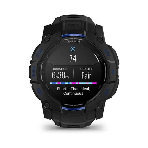 Garmin Instinct 3 Reloj Inteligente con Pantalla AMOLED de 45 mm, GPS, Caja de Aluminio y GFRP, Correa de Silicona Intercambiable Negro/Azul Bolt, Resistencia al Agua 10 ATM