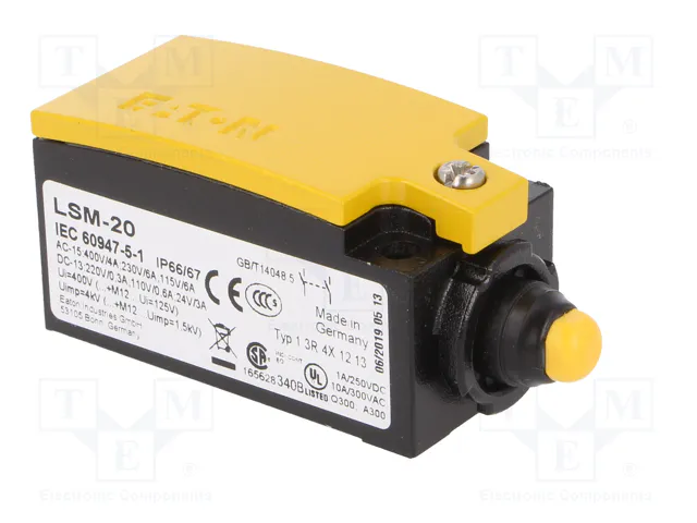 EATON ELECTRIC LSM-20 Interruptor de fin de carrera espárrago Ø8,2mm NO x2 6A EATON ELECTRIC LSM-20 Interruptor de fin de carrera espárrago Ø8,2mm NO x2 6A