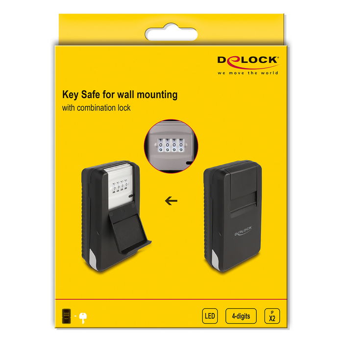 DeLOCK 20932 Caja Fuerte de Pared para Llaves con Candado de Combinación, Aluminio y Plástico Negro, 85 x 151.5 x 47 mm DeLOCK 20932 Caja Fuerte de Pared para Llaves con Candado de Combinación, Aluminio y Plástico Negro, 85 x 151.5 x 47 mm