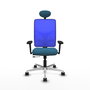 PIQUERAS Y CRESPO Silla de oficina Motilla con mecanismo Sincro/Traslack, Verde petróleo y Azul
