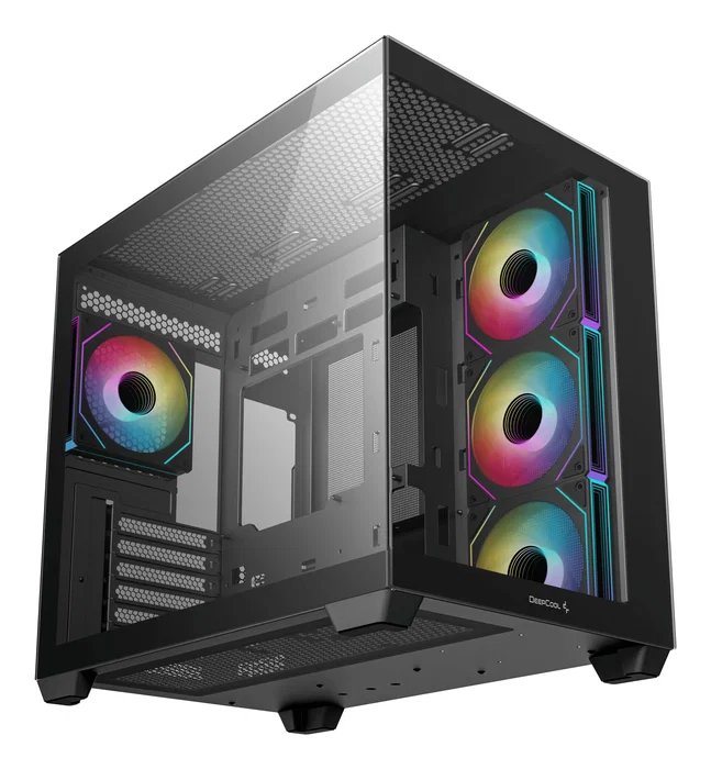 DeepCool CG530 4F Midi Torre PC Gaming Negro ATX/ITX con Ventana Lateral y 4 Ventiladores ARGB, 7 Ranuras de Expansión y USB 3.2 Type-C