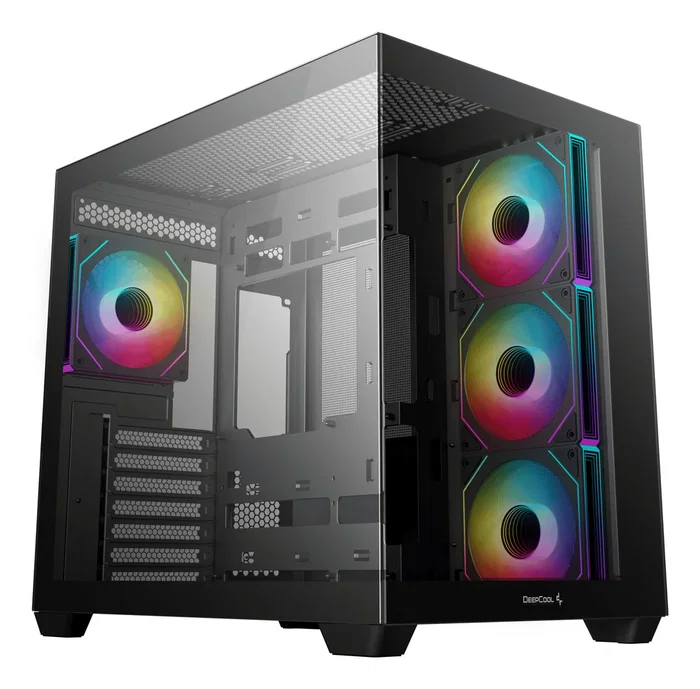 DeepCool CG530 4F Midi Torre PC Gaming Negro ATX/ITX con Ventana Lateral y 4 Ventiladores ARGB, 7 Ranuras de Expansión y USB 3.2 Type-C