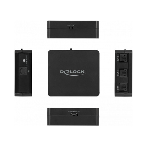 DeLOCK Divisor S/PDIF TOSLINK 1 entrada y 3 salidas con alimentación USB