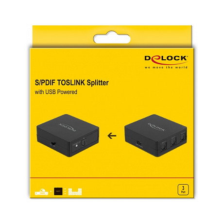 DeLOCK Divisor S/PDIF TOSLINK 1 entrada y 3 salidas con alimentación USB