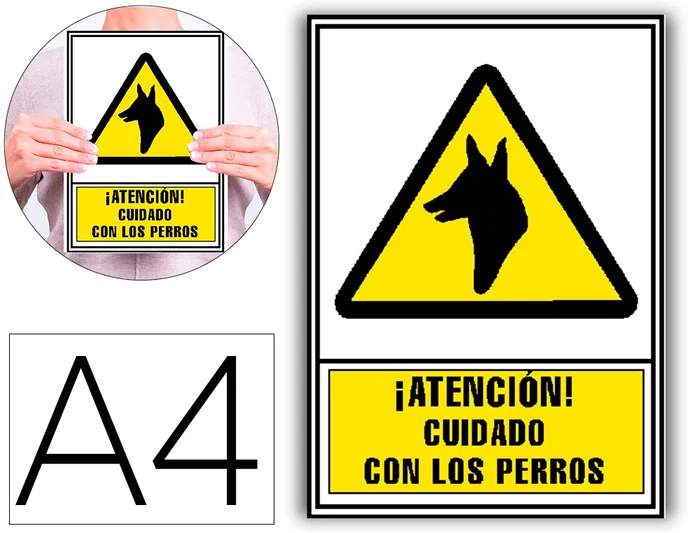 Archivo 2000 Pictograma Señal Informativa Atencion Cuidado Con Los Perros PVC Amarillo Luminiscente 210x297 mm Archivo 2000 Pictograma Señal Informativa Atencion Cuidado Con Los Perros PVC Amarillo Luminiscente 210x297 mm