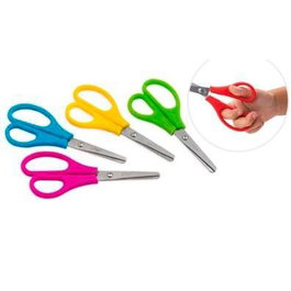 Faibo Tijeras Escolares y de Oficina Ambidiestras 13.5 cm Asimétricas C - Surtido de Colores (Pack de 10 Unidades) (Set de 10)
