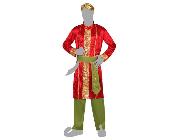 Disfraz Hindú para Hombre Adulto Rojo - Traje con Turbante, Chaqueta, Pantalón y Cinturón Tallas M-L - Multicolor