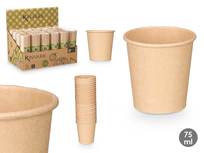 Kinvara Set 24 Vasos Kraft 75 ml Natural Papel/Plástico 5 x 5 x 5 cm (Set de 48) Kinvara Set 24 Vasos Kraft 75 ml Natural Papel/Plástico 5 x 5 x 5 cm (Set de 48)