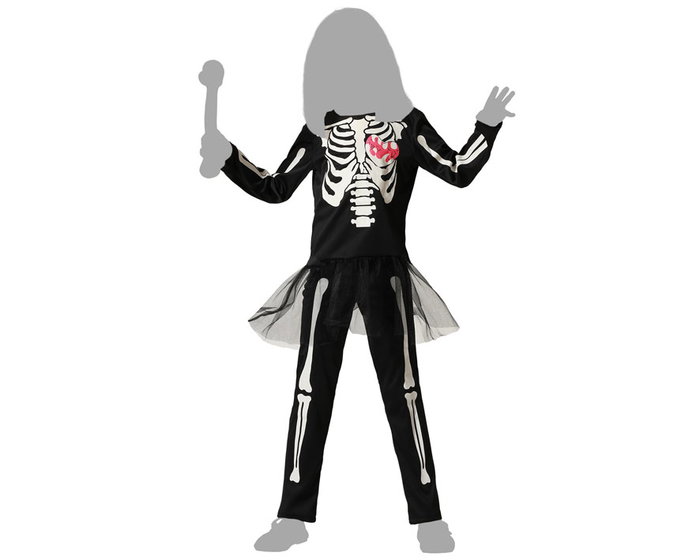 Disfraz Esqueleto Brillante Niña Falda Camiseta Pantalón Halloween 10-12 Años