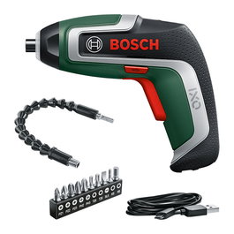 Bosch Atornilladora a Batería IXO 7 Flexi Set, 3.6 V, 2 Ah, Portabrocas Rápido, 10 Piezas, Negro/Verde